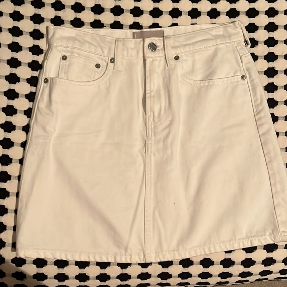 Everlane white denim skirt